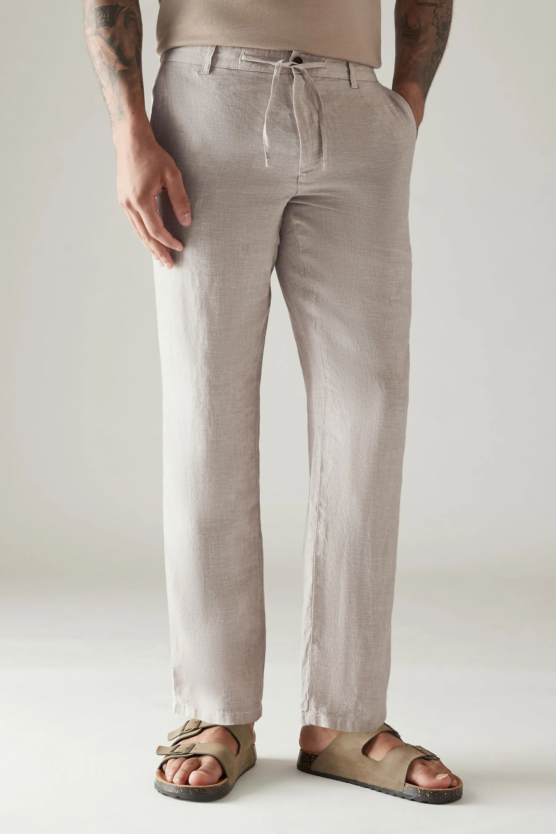 100% lino - Pantaloni con coulisse