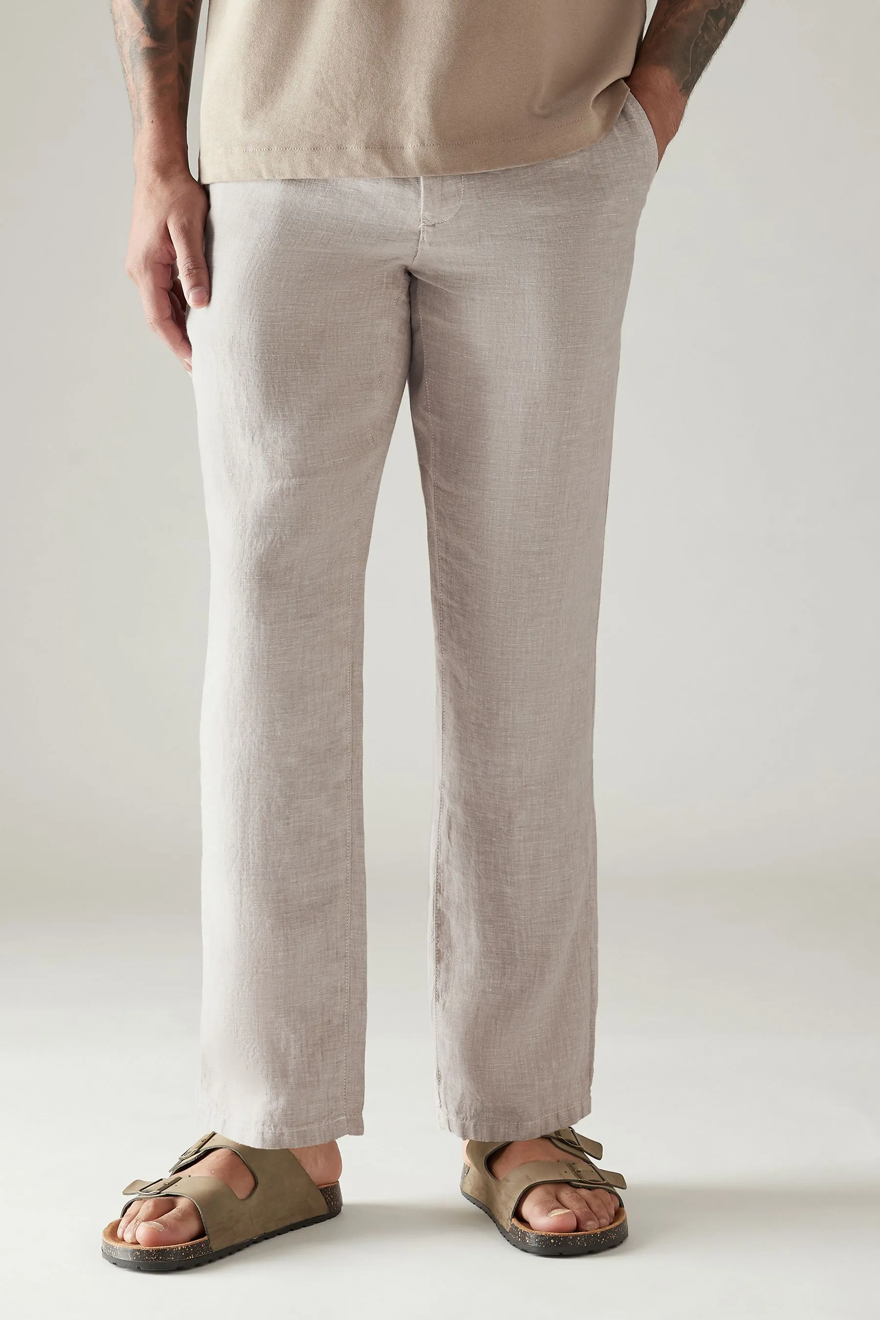 100% lino - Pantaloni con coulisse
