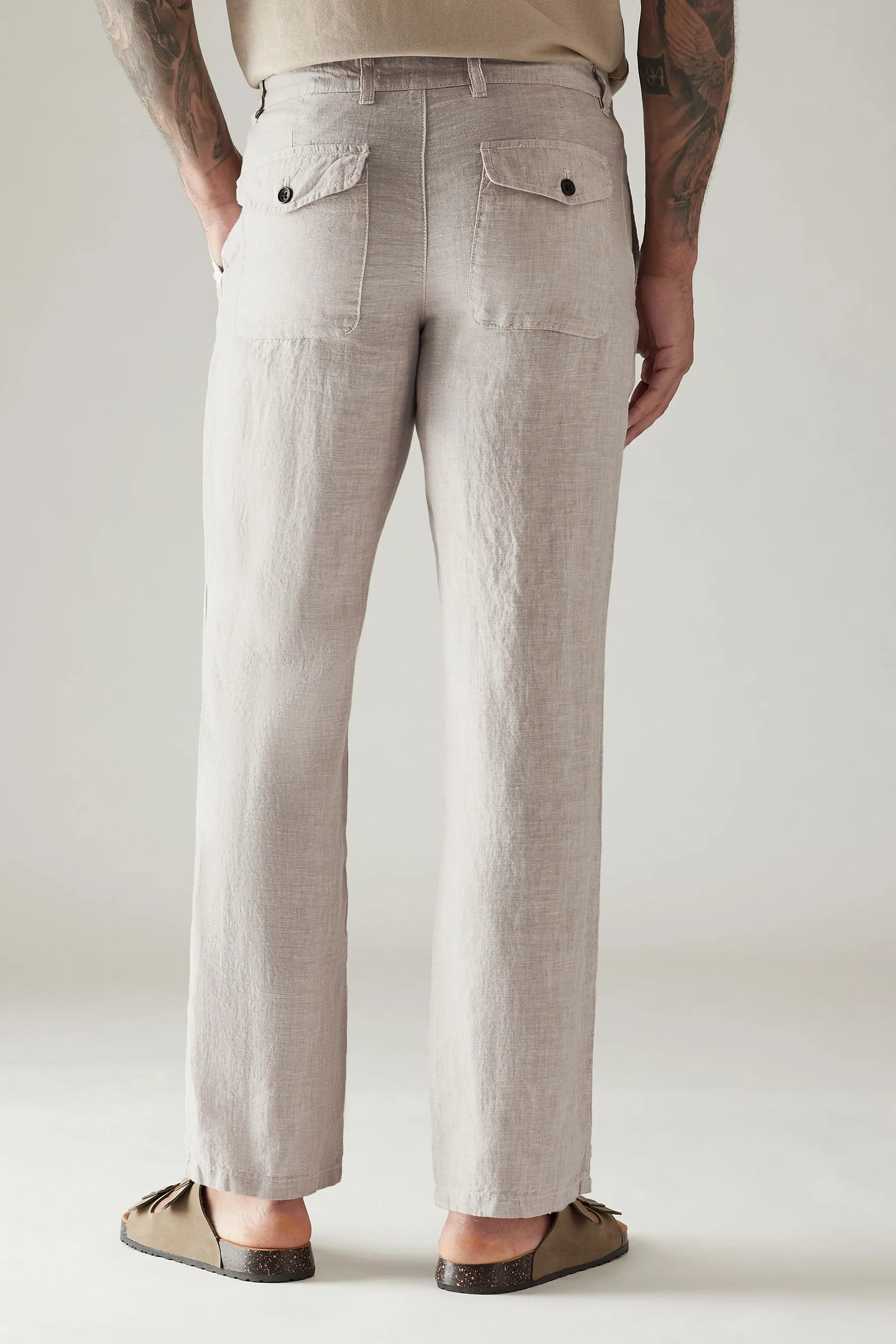 100% lino - Pantaloni con coulisse