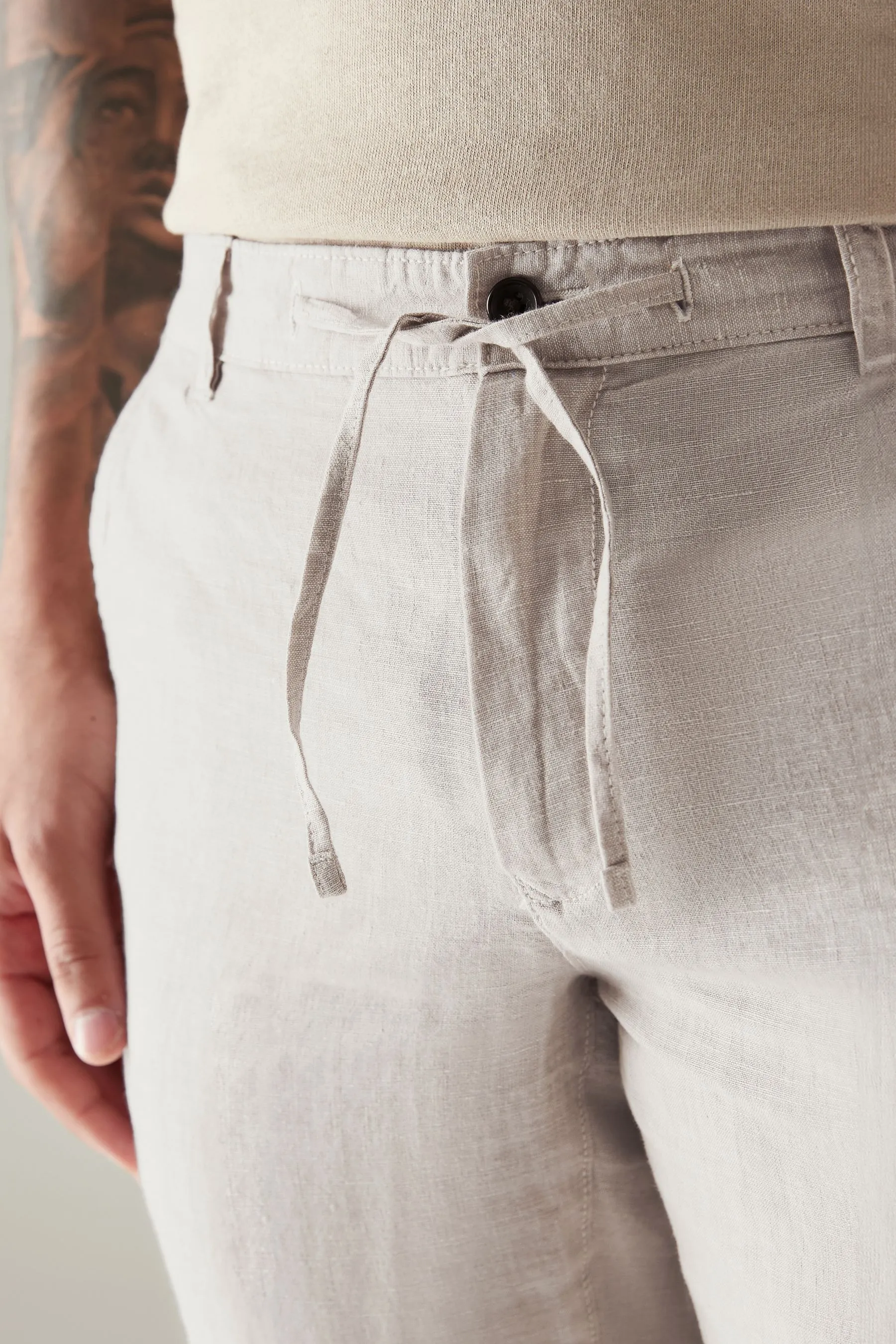 100% lino - Pantaloni con coulisse