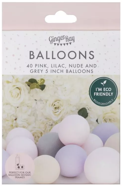 40 palloncini eco rosa viola grigio nude