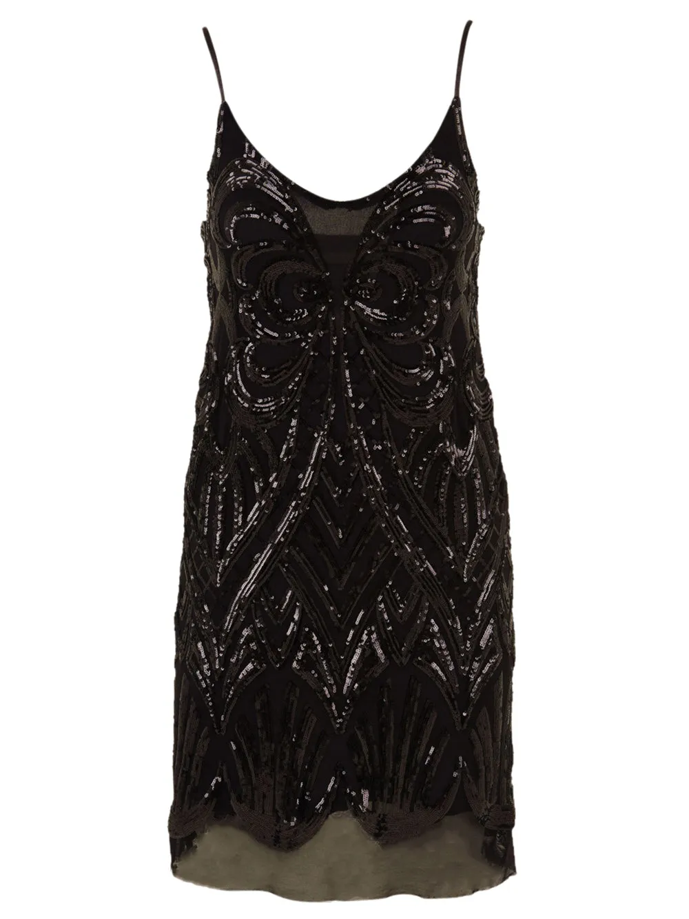 Abito corto donna in paillettes nero