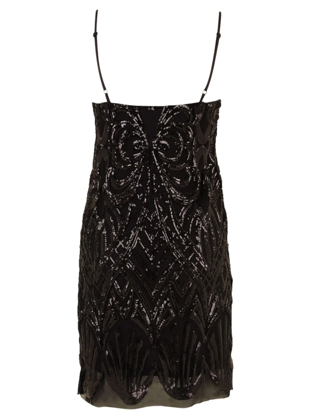 Abito corto donna in paillettes nero