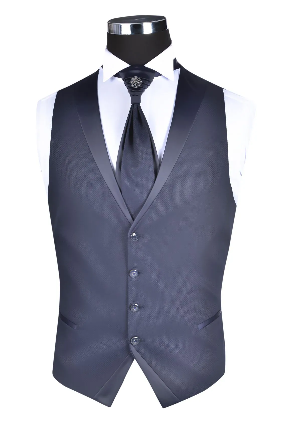 Abito da sposo blu slim fit baggi con petto a lancia