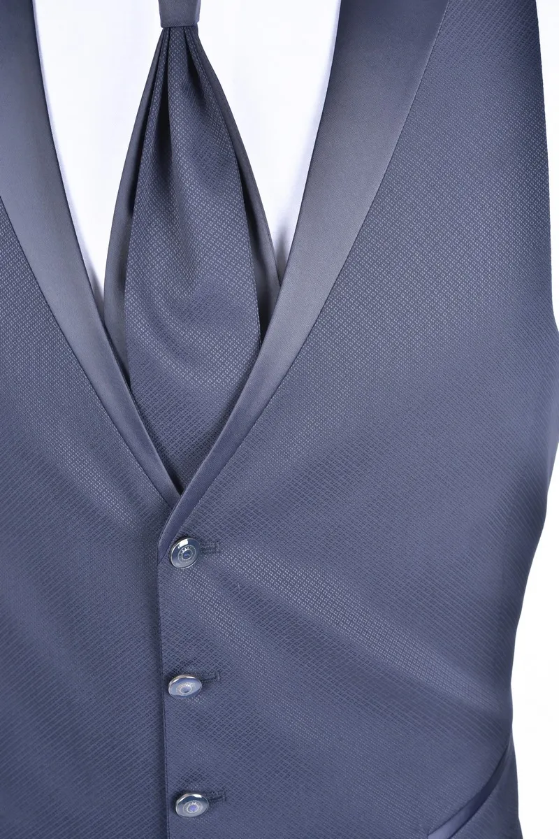 Abito da sposo blu slim fit baggi con petto a lancia