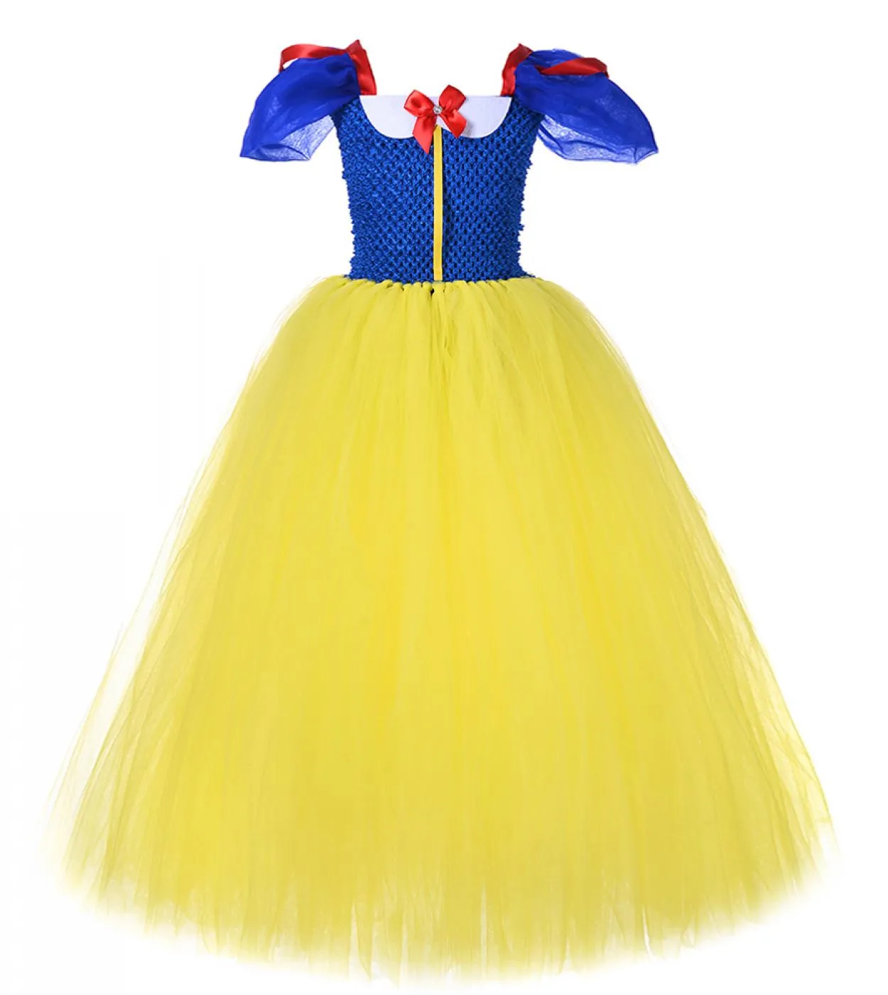 Abito lungo tutu bianco come la neve per ragazze Costume di carnevale di Halloween per bambini Vestito da festa di compleanno co