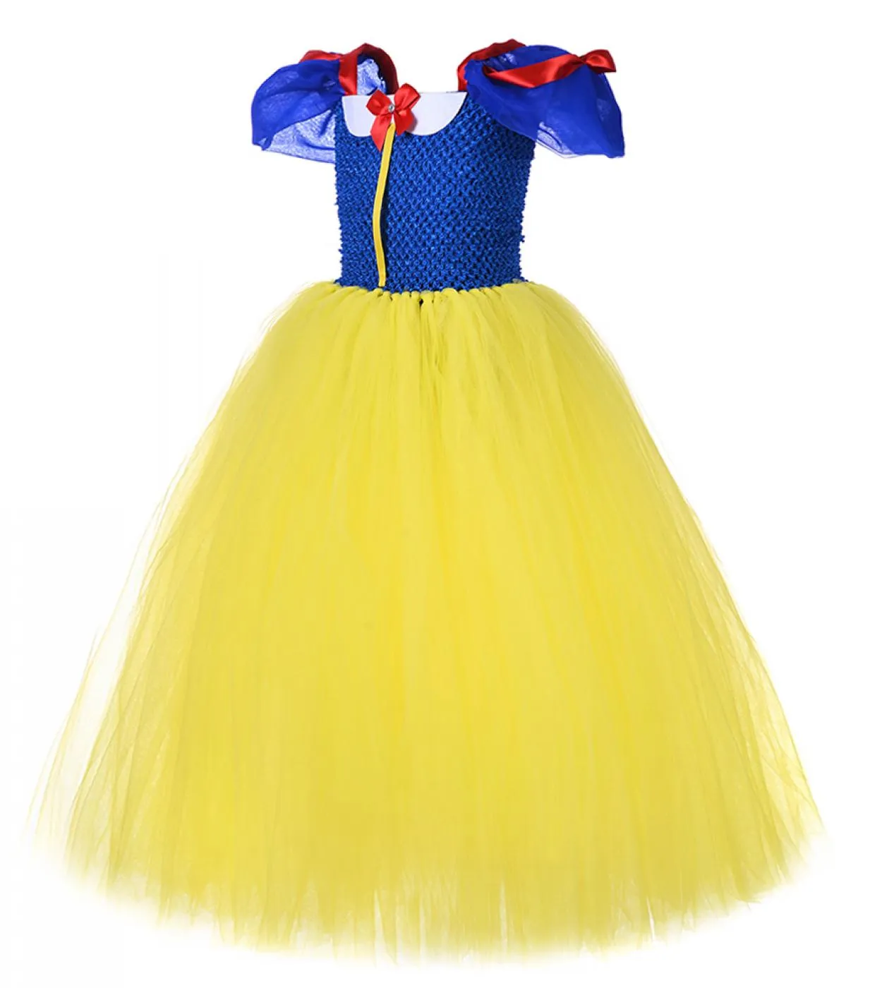 Abito lungo tutu bianco come la neve per ragazze Costume di carnevale di Halloween per bambini Vestito da festa di compleanno co