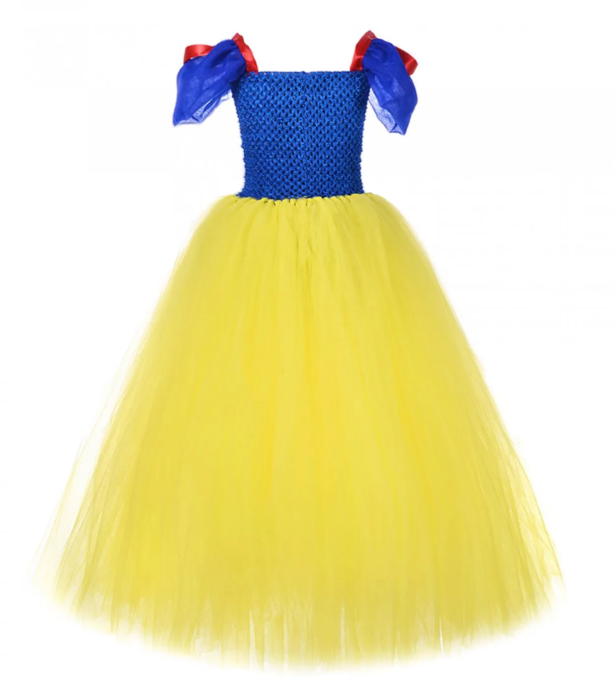 Abito lungo tutu bianco come la neve per ragazze Costume di carnevale di Halloween per bambini Vestito da festa di compleanno co