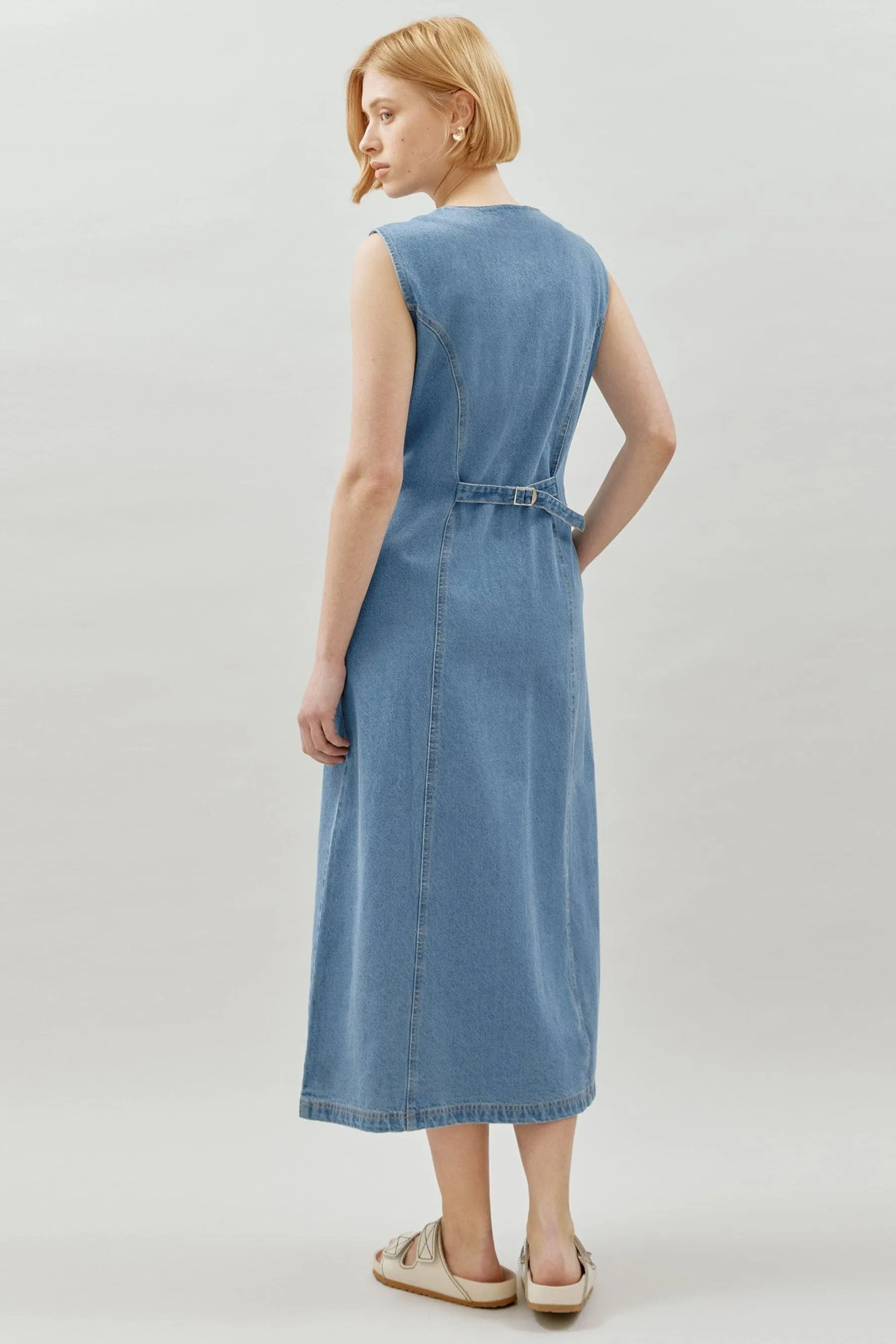 Albaray Blu - Abito di jeans con bottoni