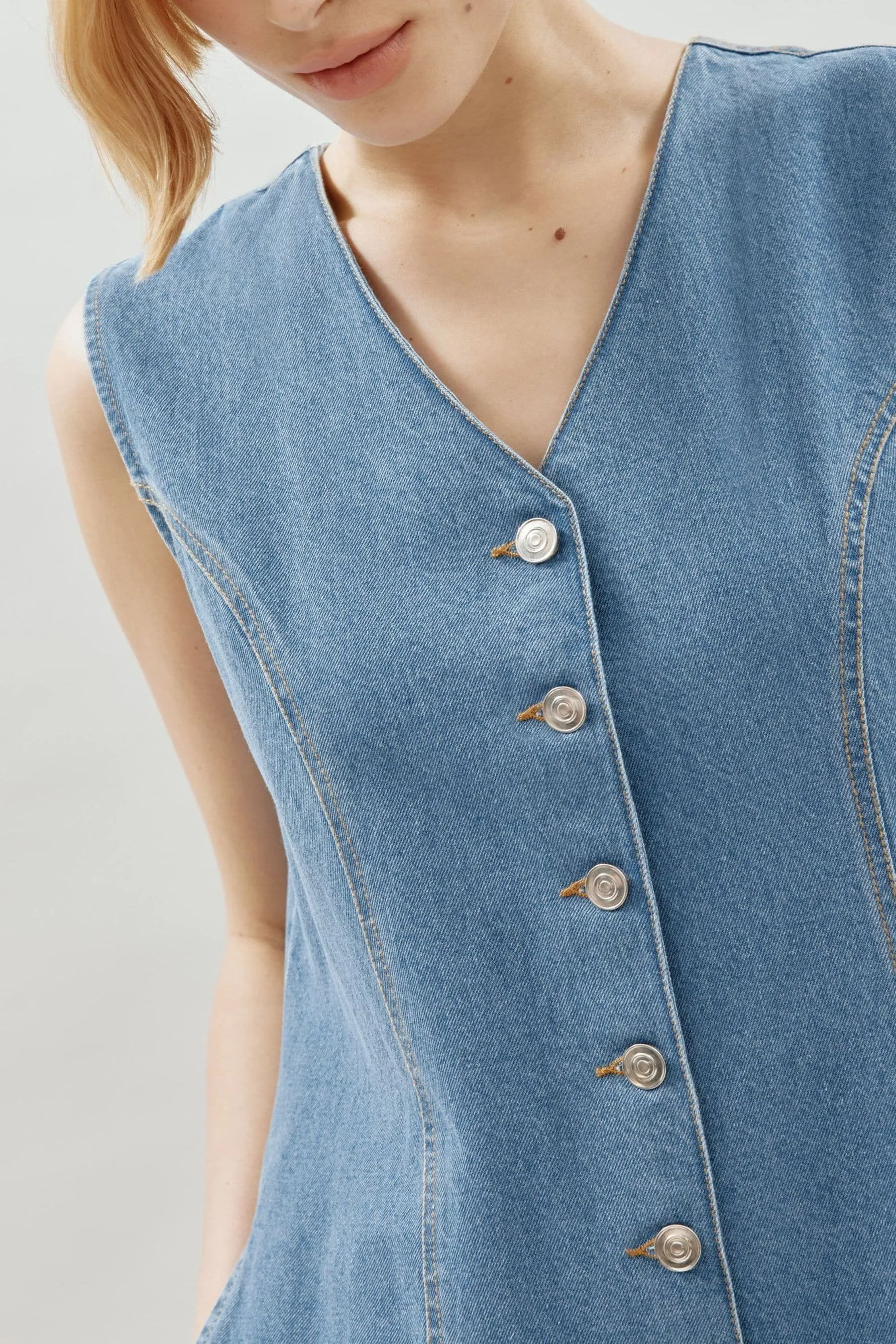 Albaray Blu - Abito di jeans con bottoni