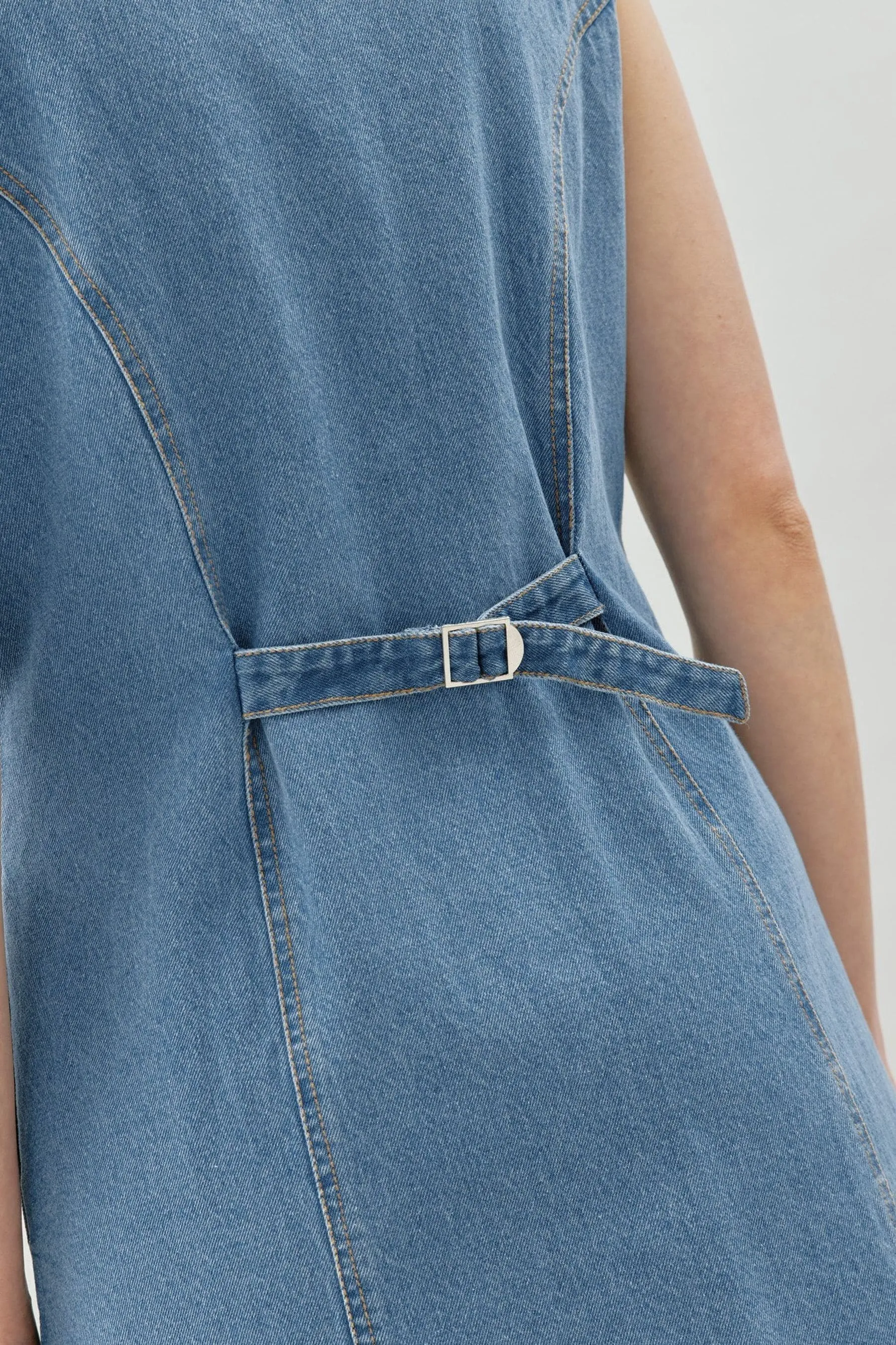 Albaray Blu - Abito di jeans con bottoni