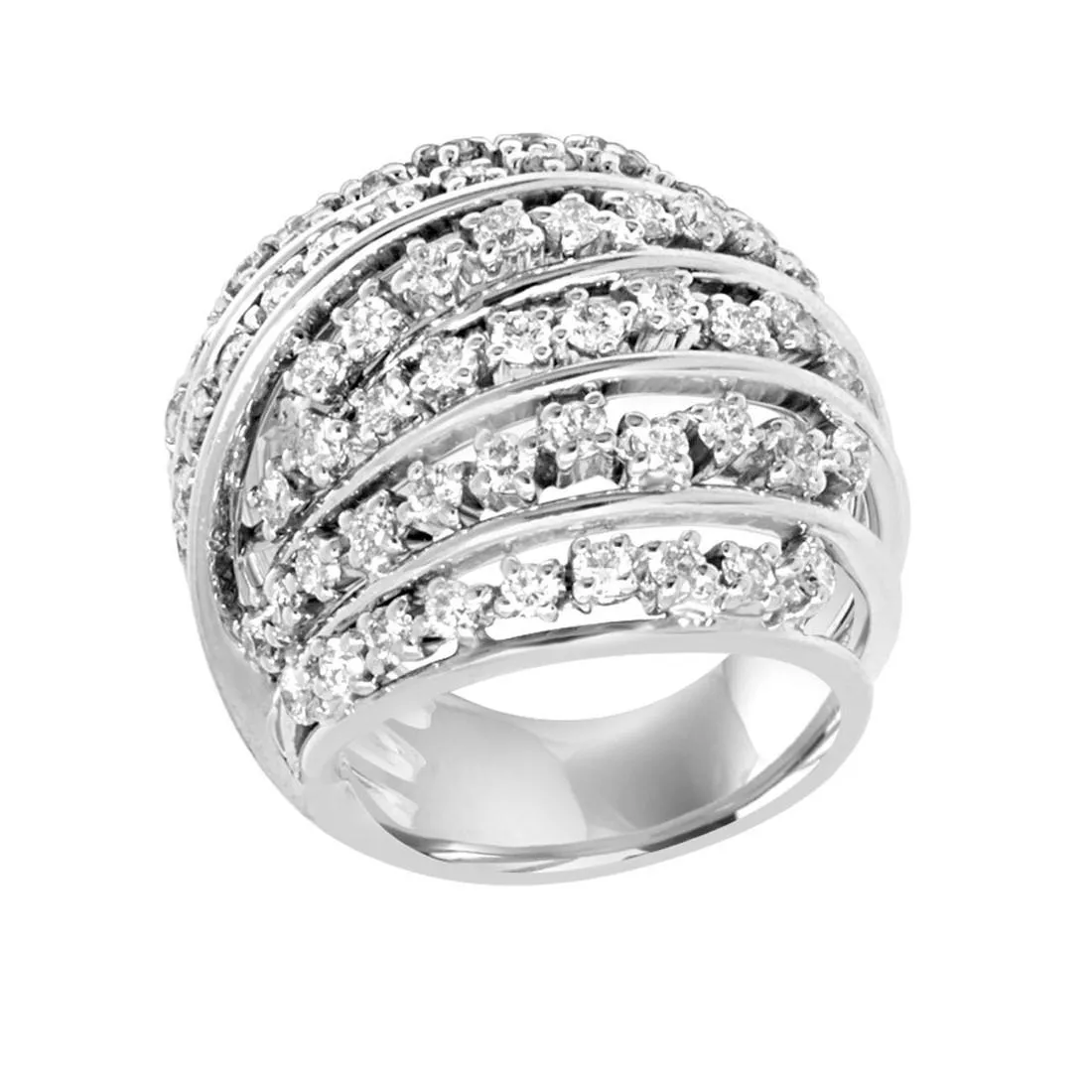 Anello design in oro bianco con diamanti