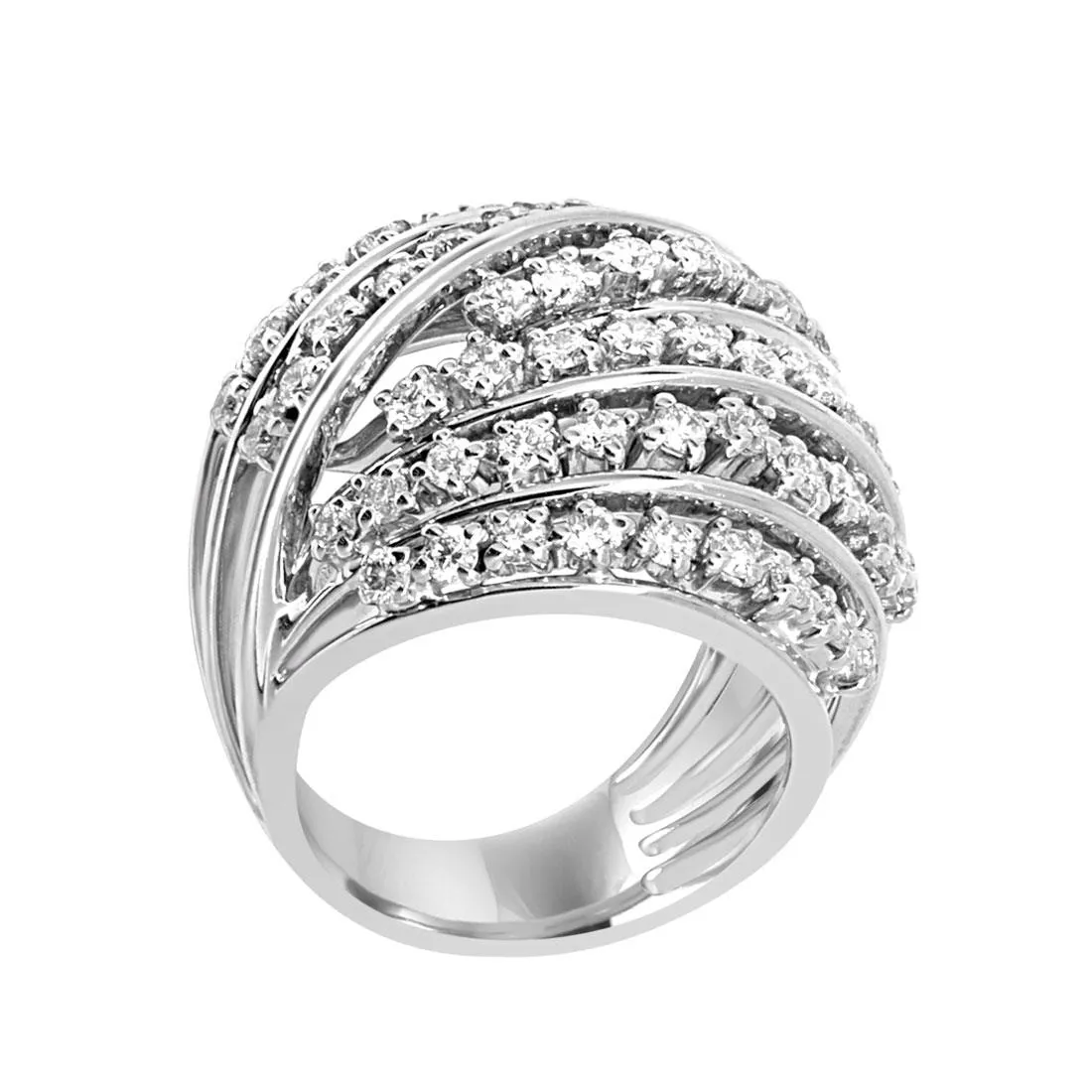 Anello design in oro bianco con diamanti