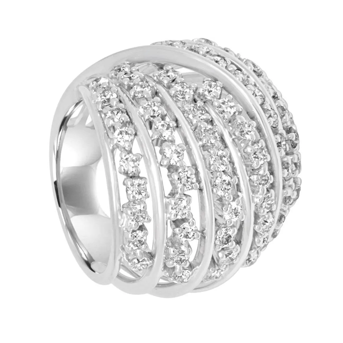 Anello design in oro bianco con diamanti