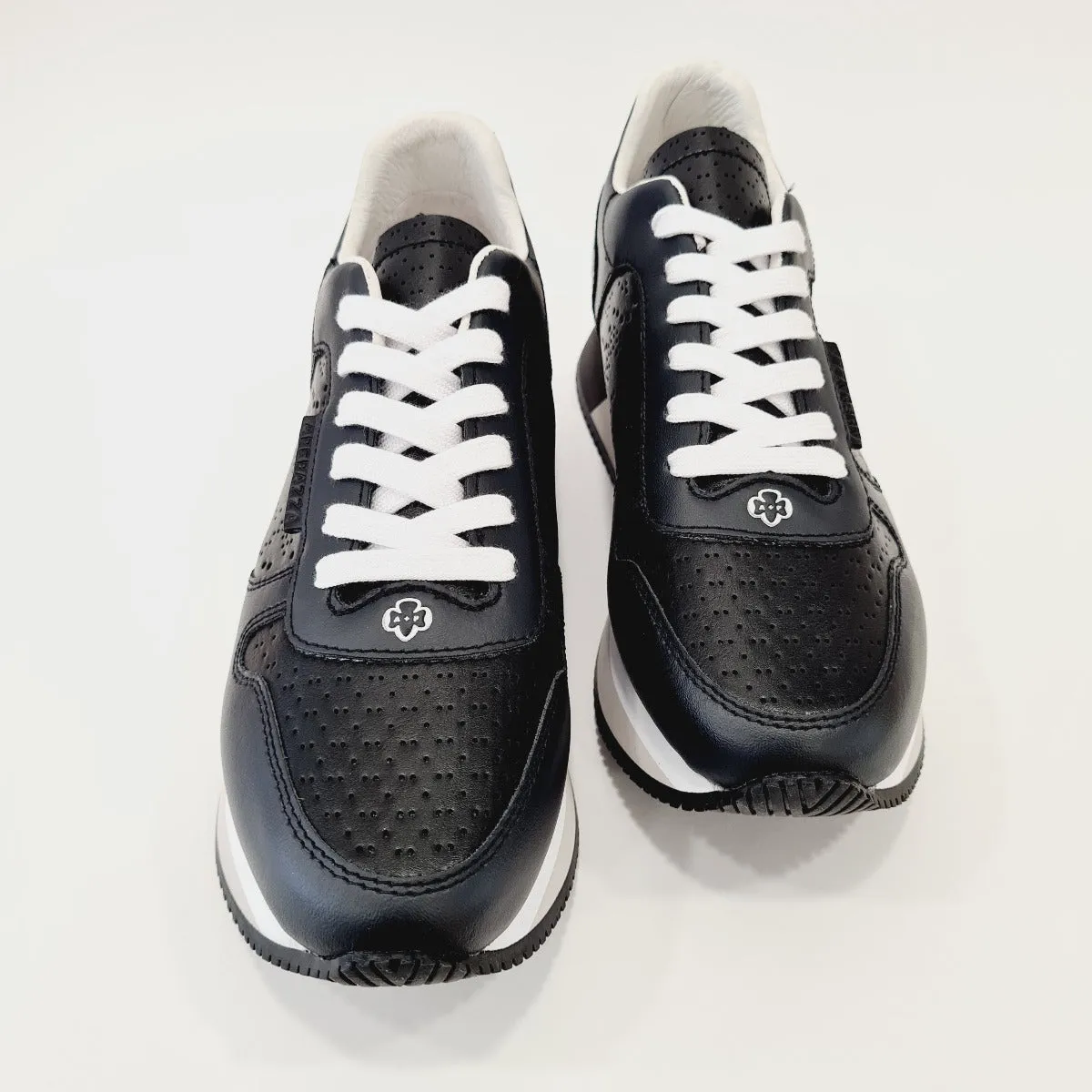 Apepazza sneakers fondo gomma + zeppa interna alta 4,5 cm. pelle blackrif.666