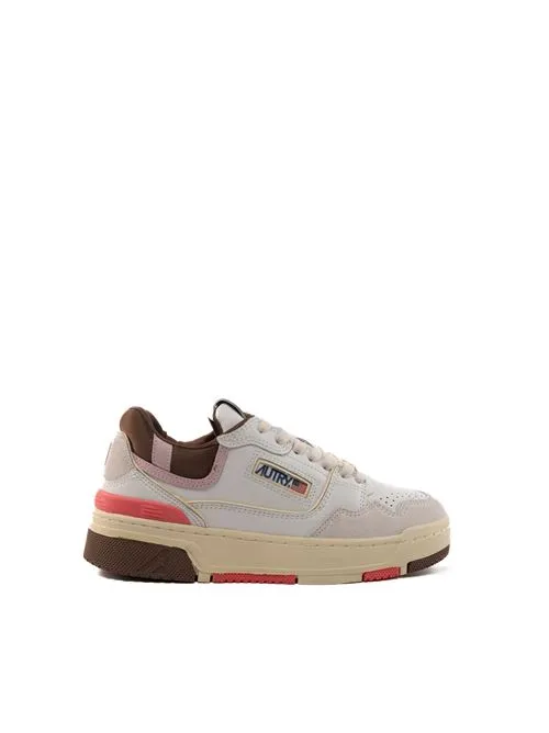 AUTRY     Sneakers Autry CLC in pelle e suede Bianco/Marrone/Pink