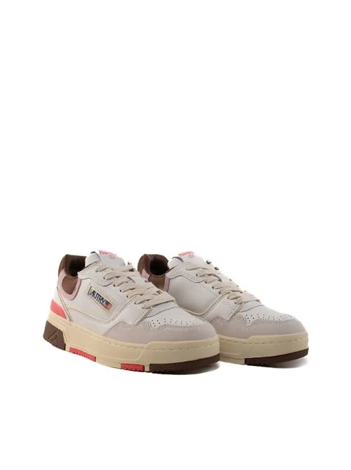 AUTRY     Sneakers Autry CLC in pelle e suede Bianco/Marrone/Pink