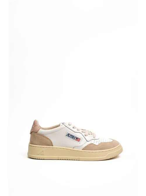 AUTRY     Sneakers Autry Medalist Low in pelle e suede Bianco/Rosa