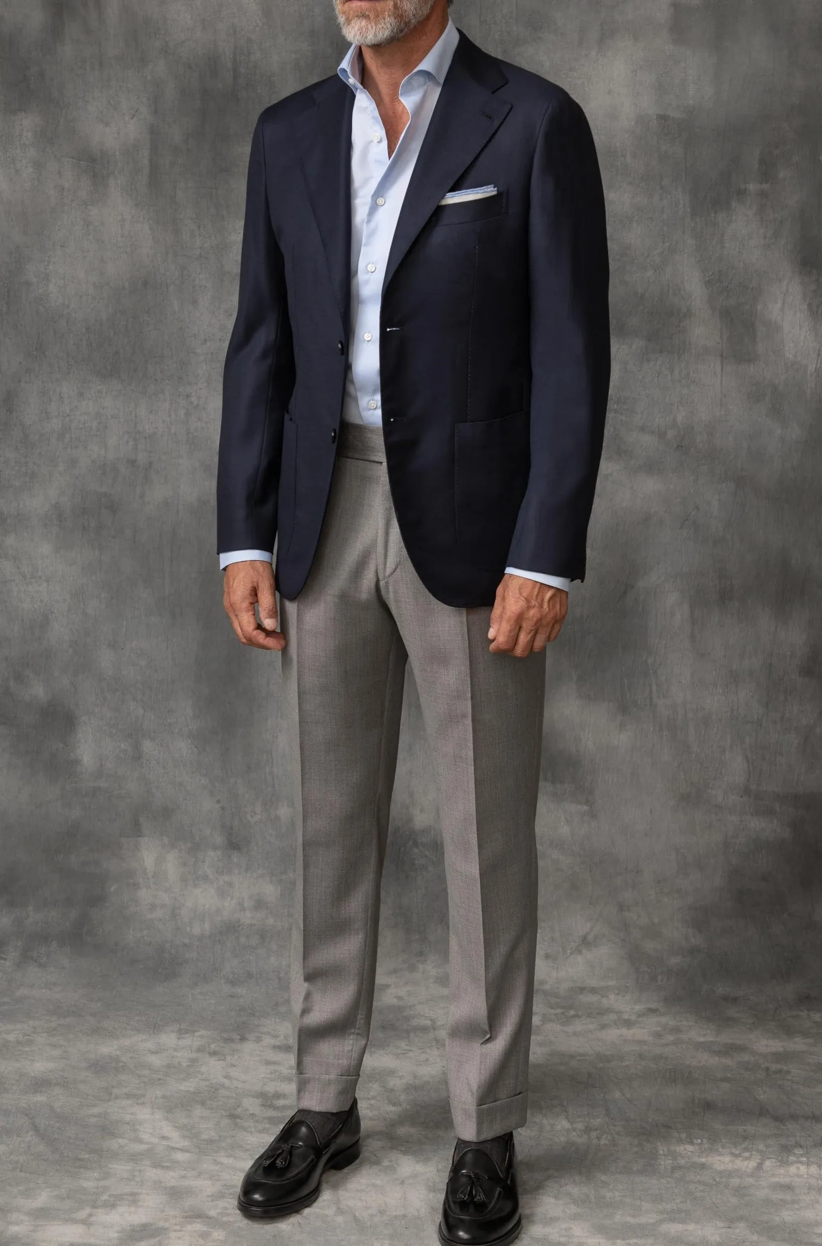 Blazer Full Canvas Blu in Lana Loro Piana - Made in Italy    