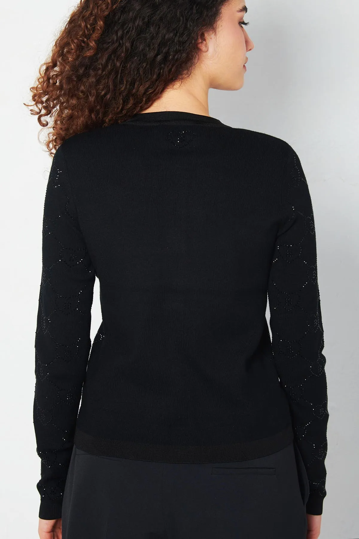 BLUGIRL Cardigan con logo monogram in strass