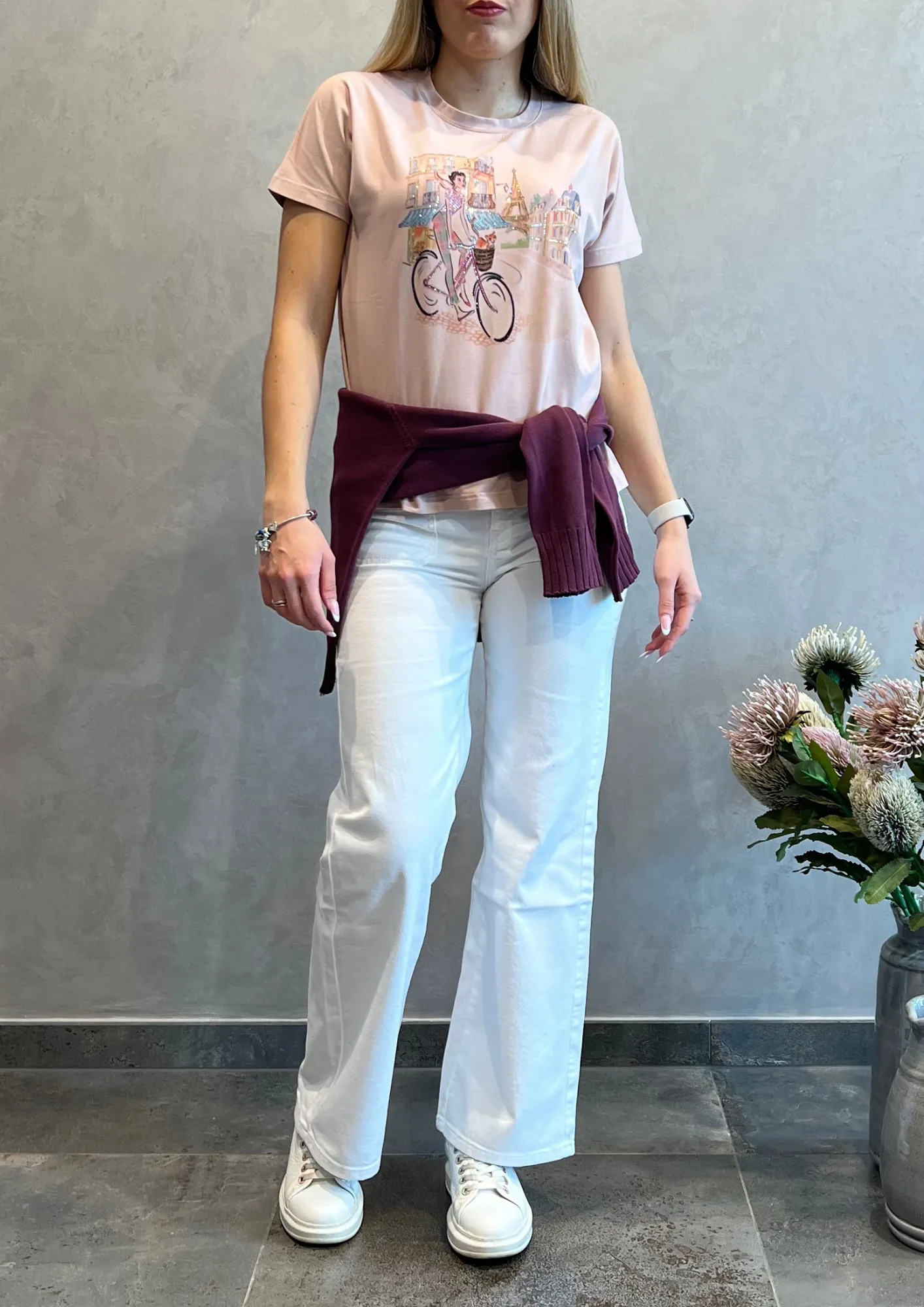 Blusa misto seta in fantasia geometrica