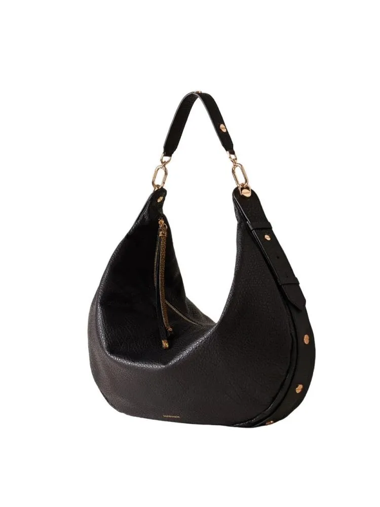 BORSA A SPALLA BORBONESE OYSTER HOBO LARGE IN VITELLO STAMPATO 923529 AV9 100 NERO