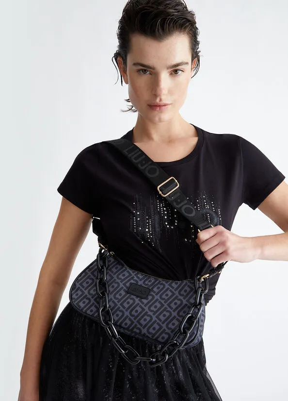 Borsa a tracolla in nylon con logo