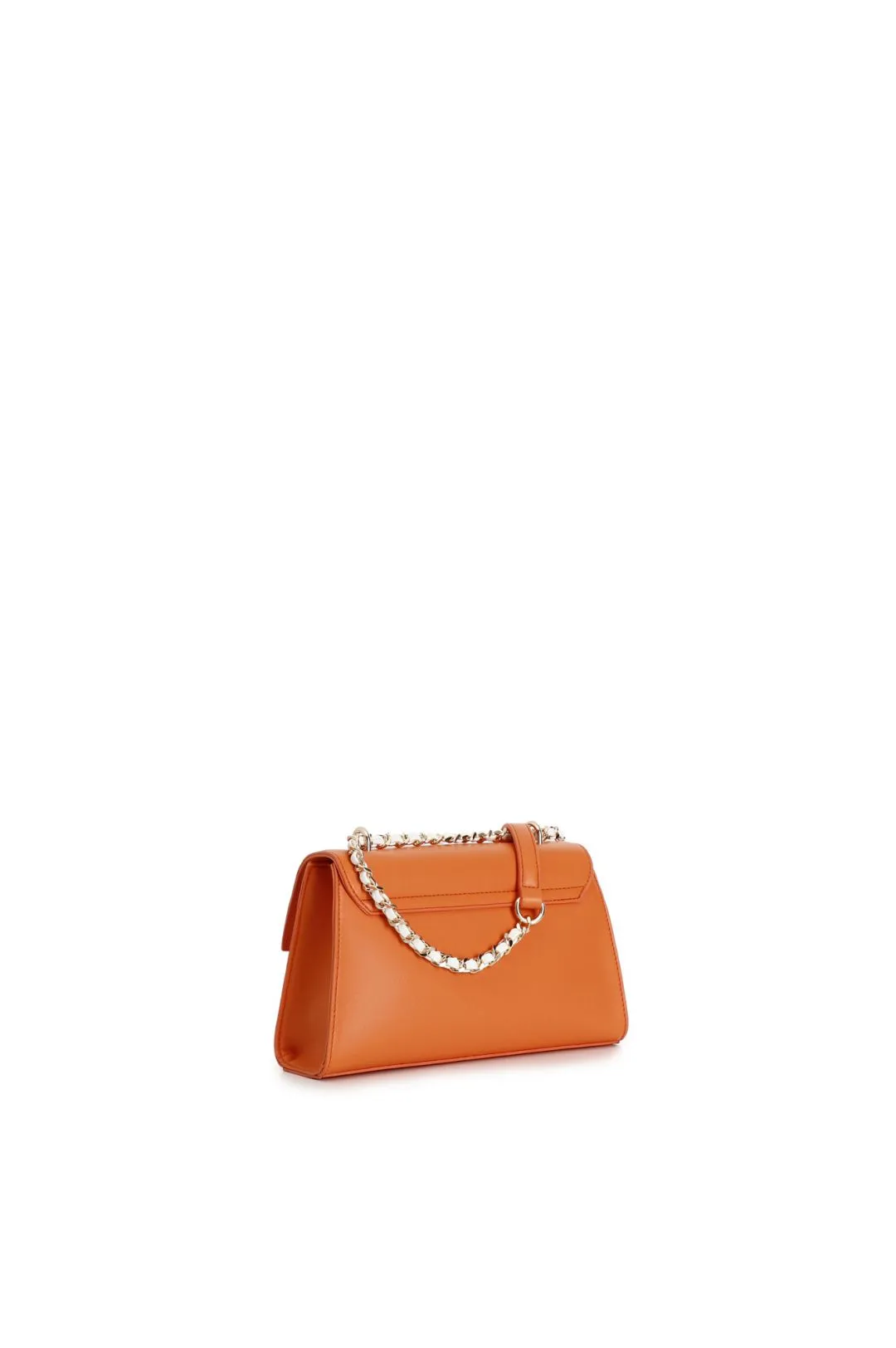 borsa a trapezio con tasca e pattina arancio