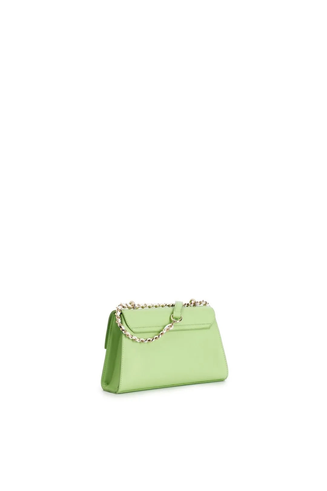 borsa a trapezio con tasca e pattina verde mela