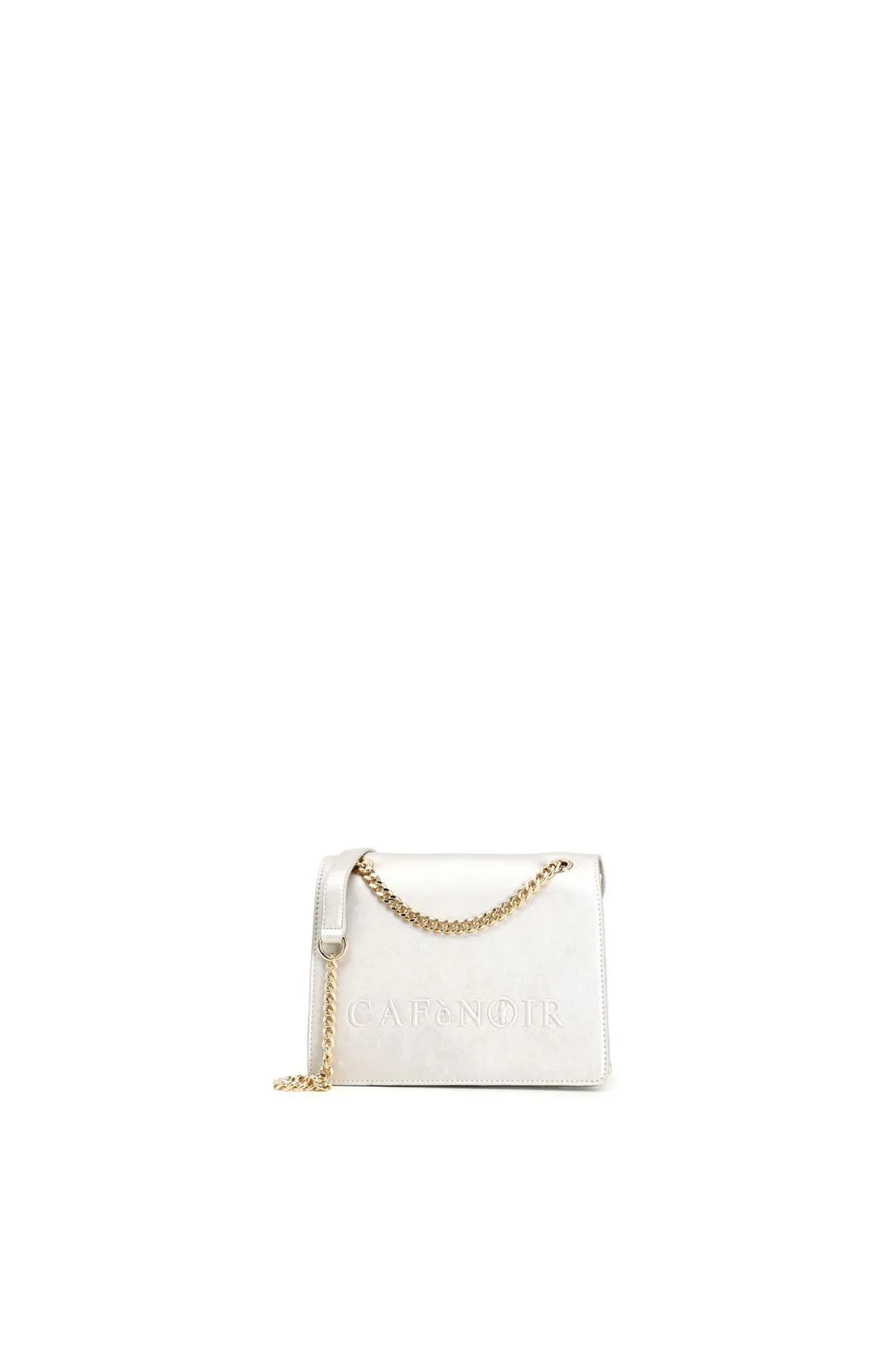 borsa con logo sulla patta platino