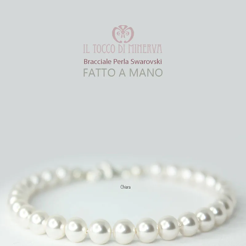 Bracciale Perle Swarovski Chiara Bianco Linea Sposa - Realizzato a mano