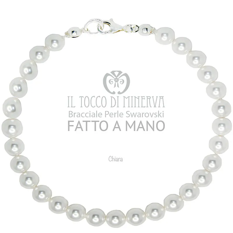 Bracciale Perle Swarovski Chiara Bianco Linea Sposa - Realizzato a mano