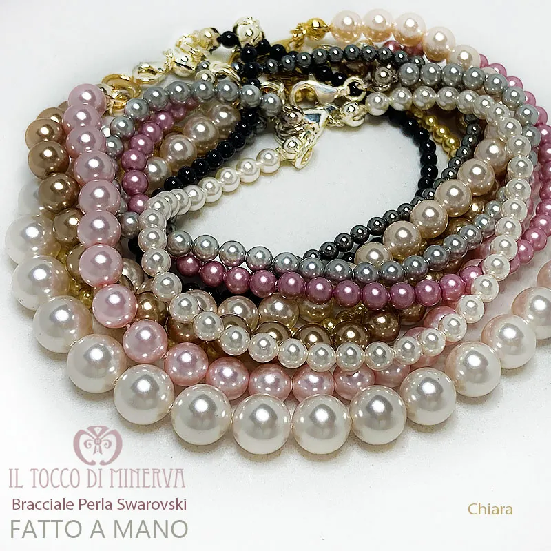 Bracciale Perle Swarovski Chiara Bianco Linea Sposa - Realizzato a mano
