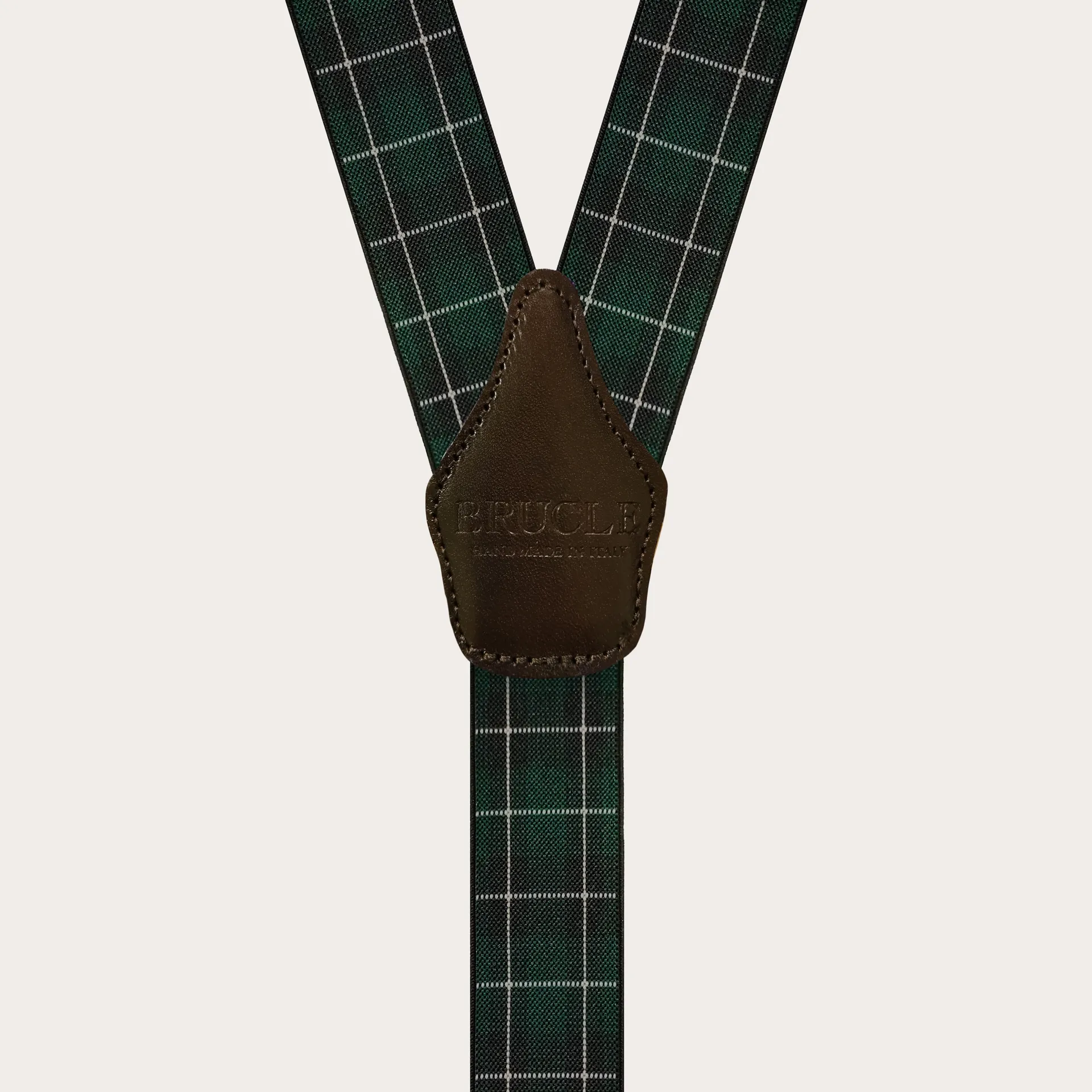 Bretelle unisex elastiche con motivo tartan verde
