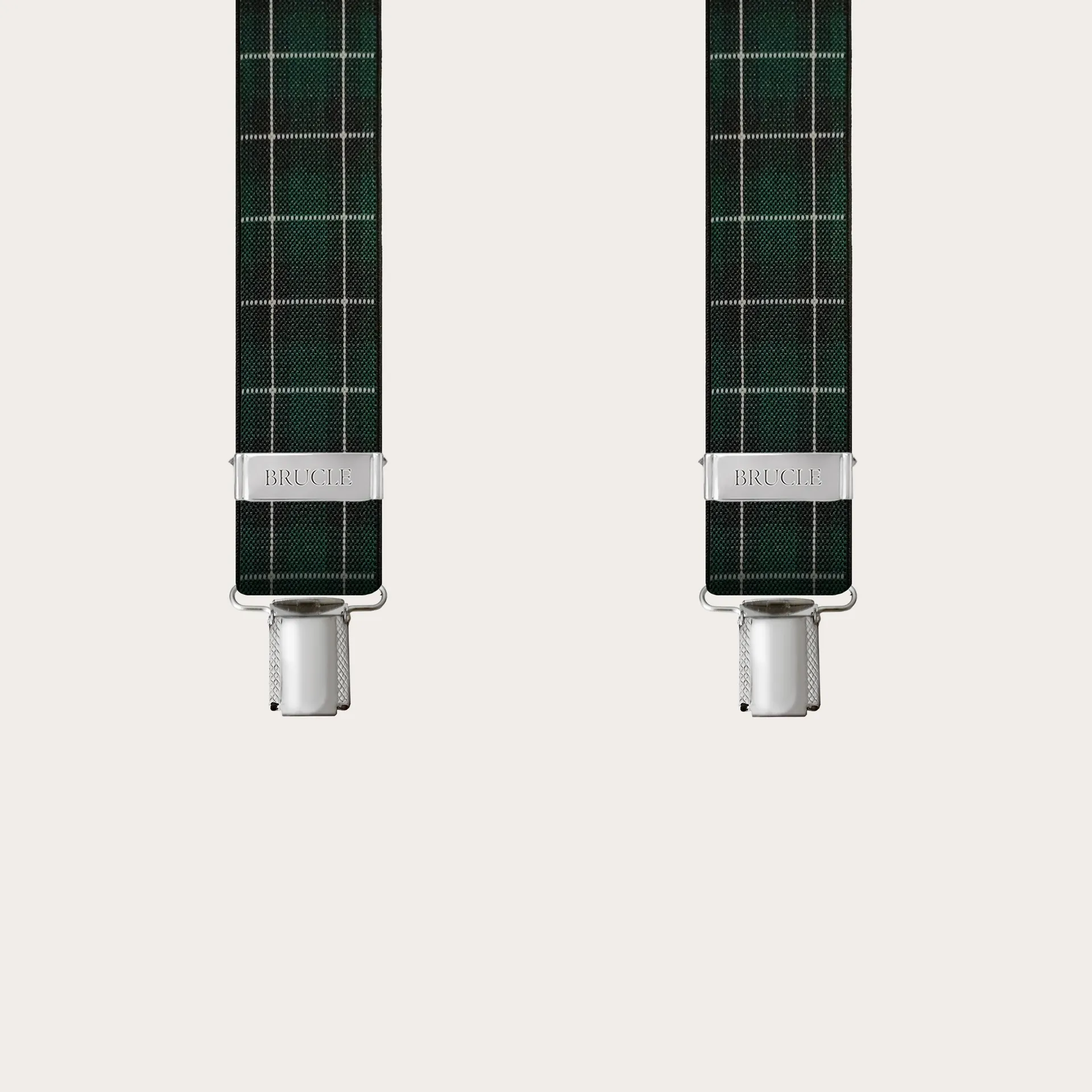 Bretelle unisex elastiche con motivo tartan verde