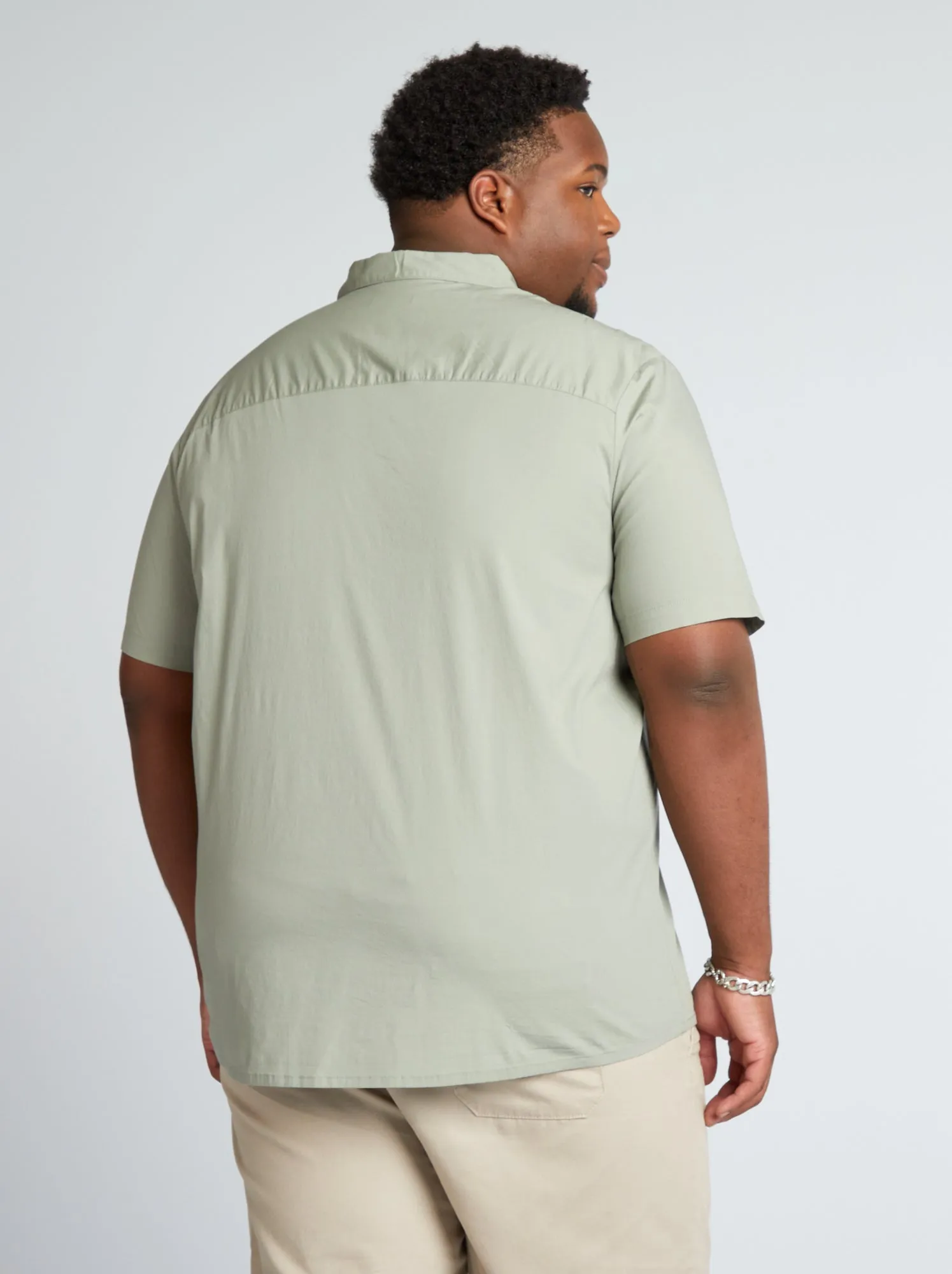 Camicia dritta con taschino - grigio