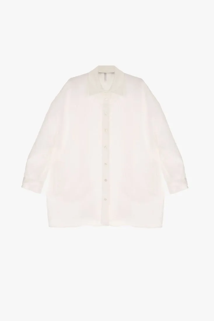 Camicia froissè con colletto classico e spalle scese