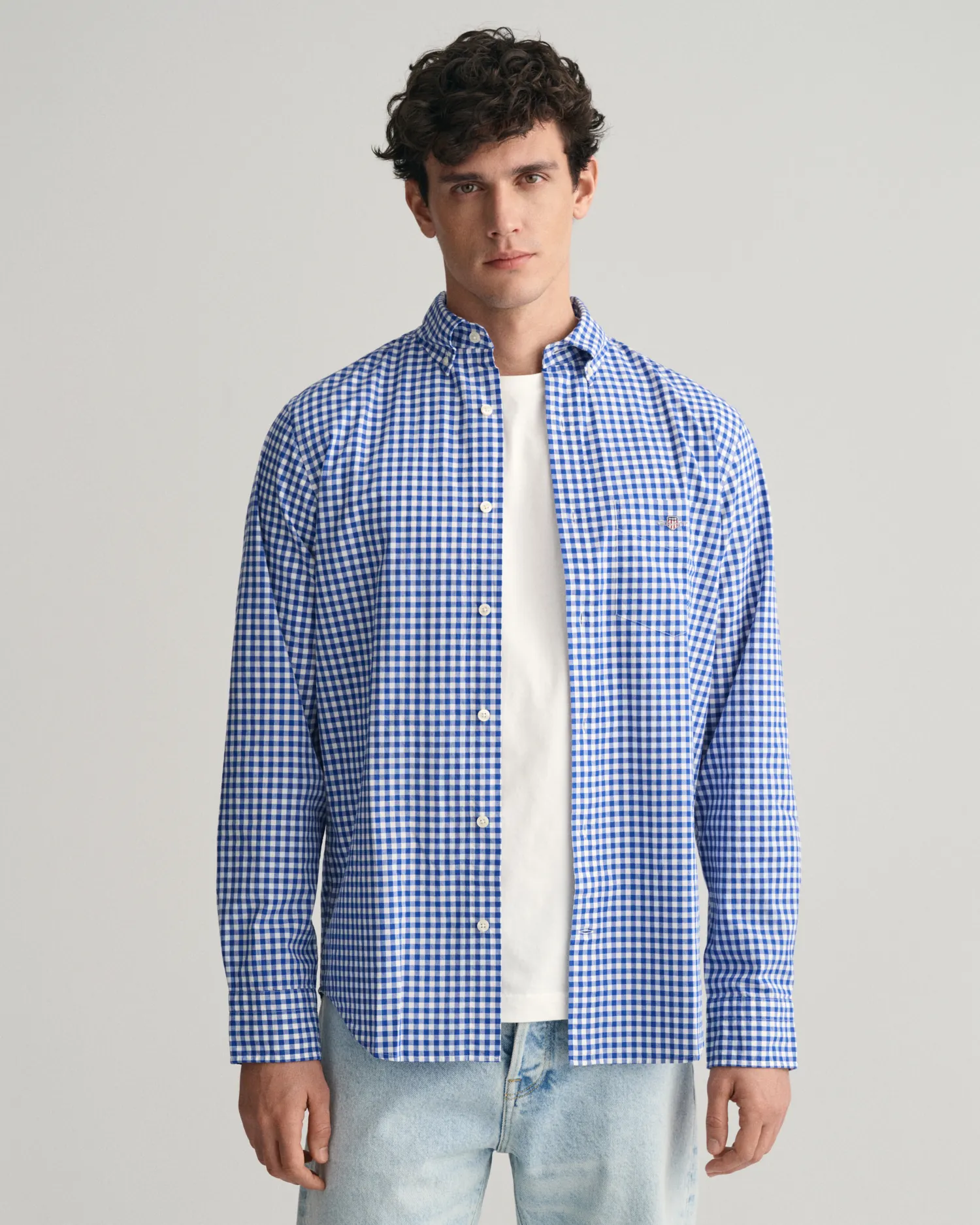 Camicia in popeline a quadri percalle regular fit