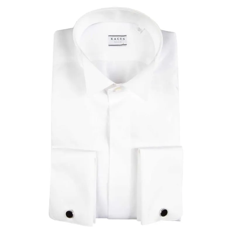Camicia in raso di cotone con collo diplomatico 