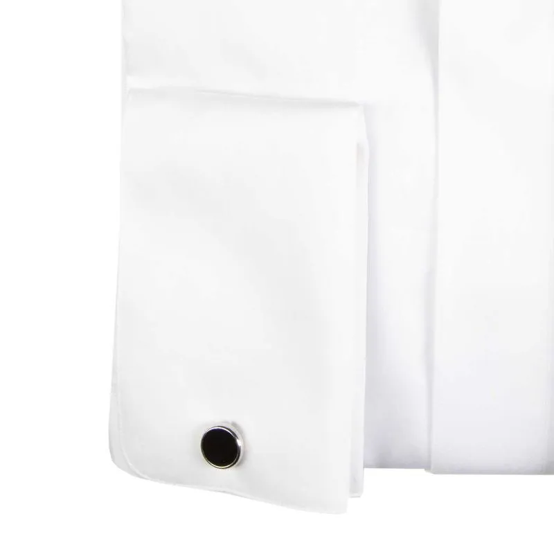 Camicia in raso di cotone con collo diplomatico 