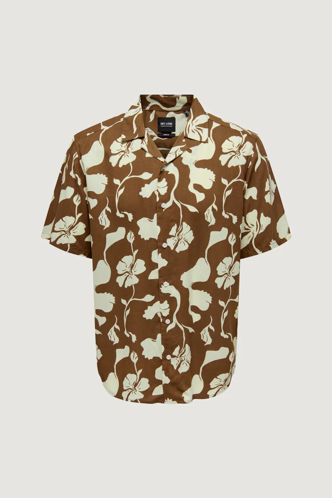 Camicia manica corta Only & Sons onsdash life reg visc aop ss shirt noos Marrone