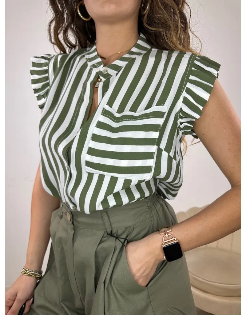 CAMICIA RIGHE GIUNY VERDE