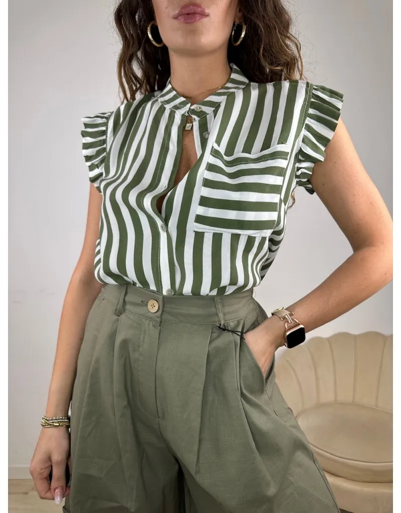CAMICIA RIGHE GIUNY VERDE