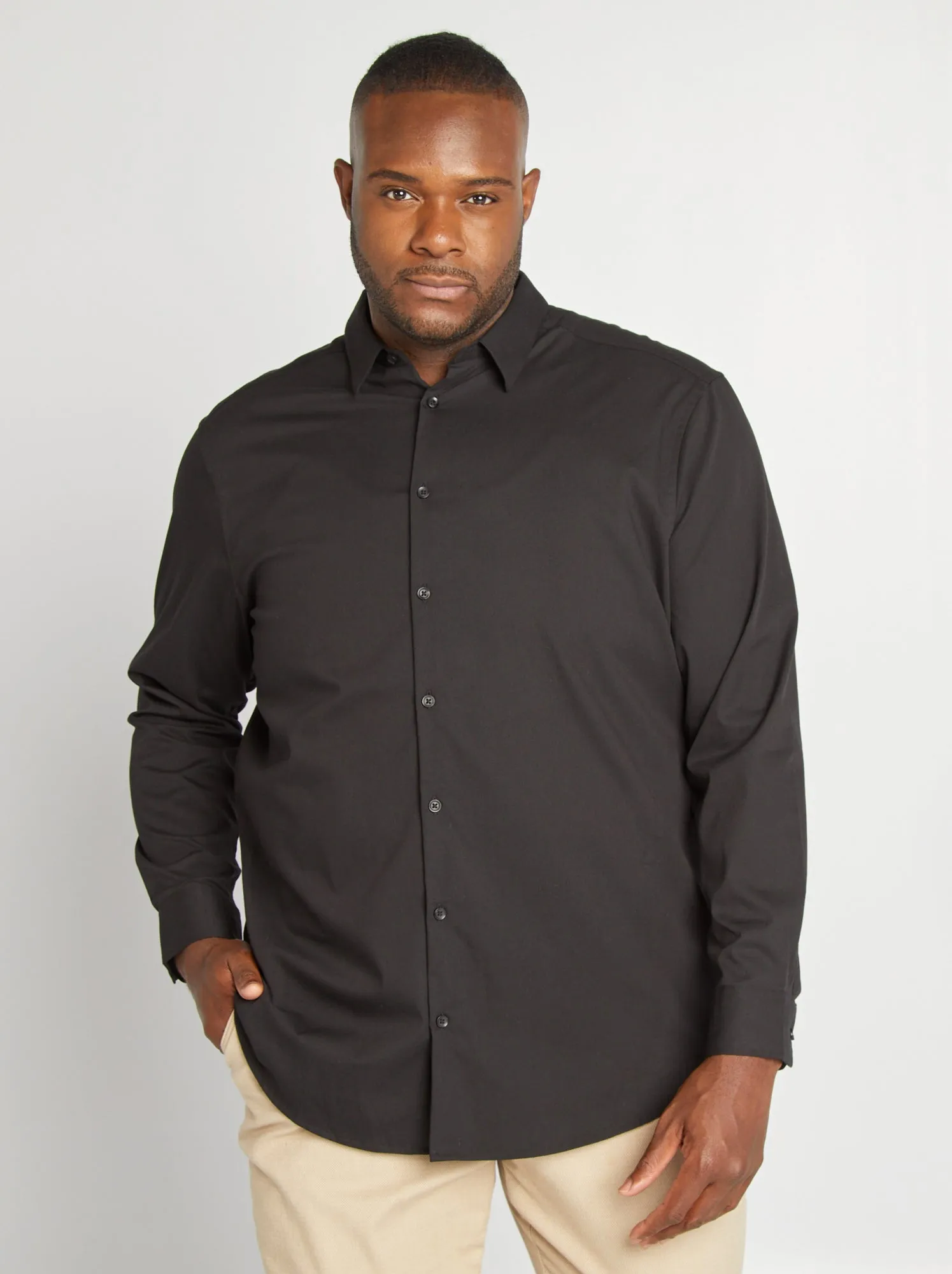 Camicia twill stretch - Nero