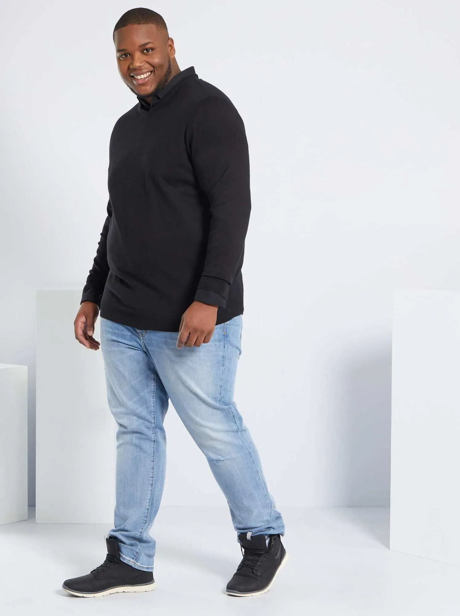 Camicia twill stretch - Nero