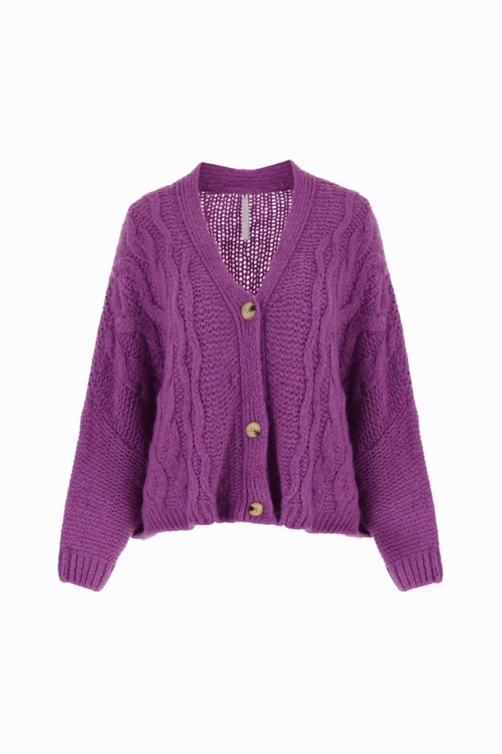 Cardigan ampio a lavorazione intrecciata