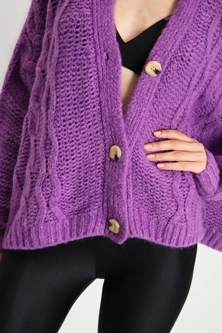 Cardigan ampio a lavorazione intrecciata