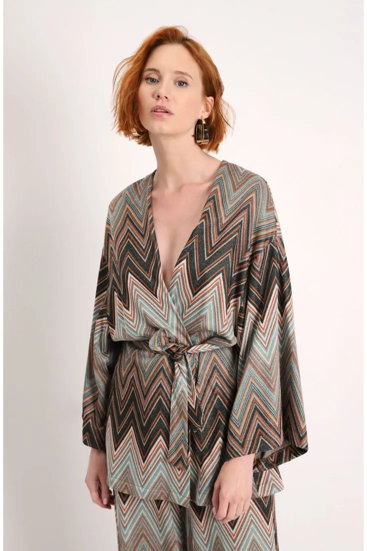 Cardigan con motivo a zig zag
