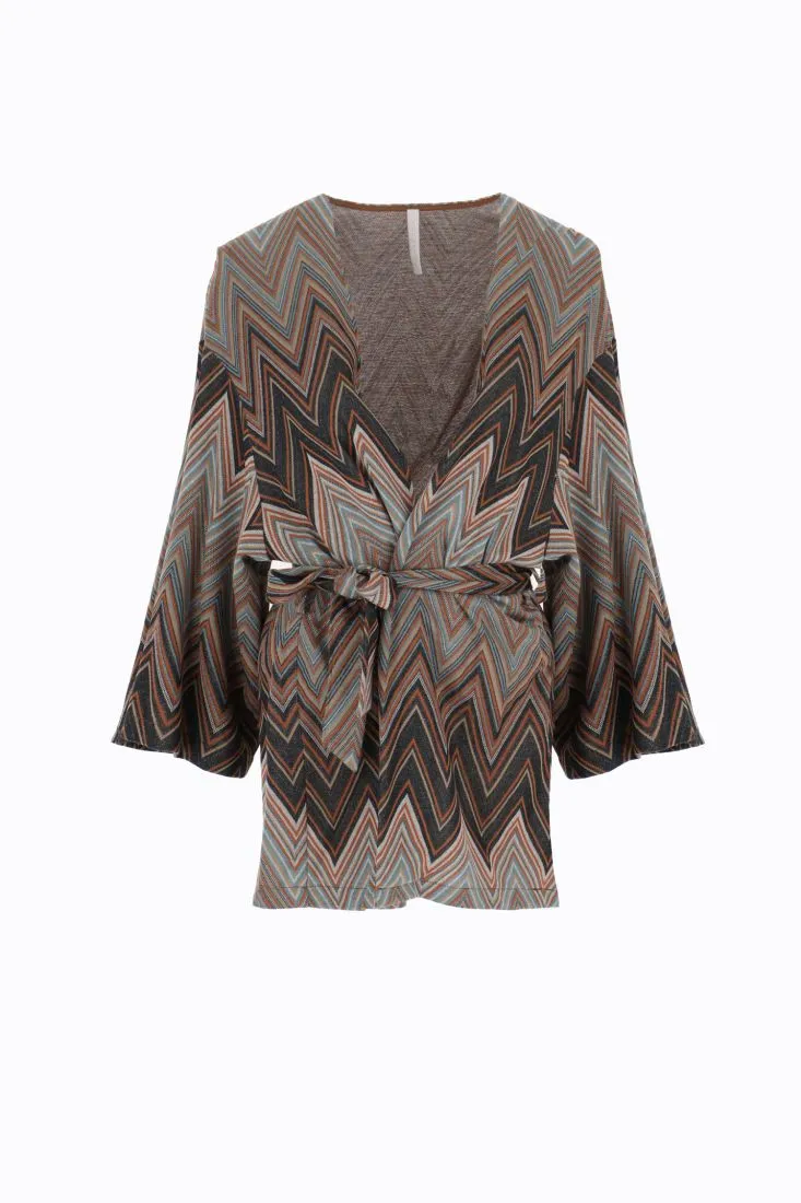 Cardigan con motivo a zig zag