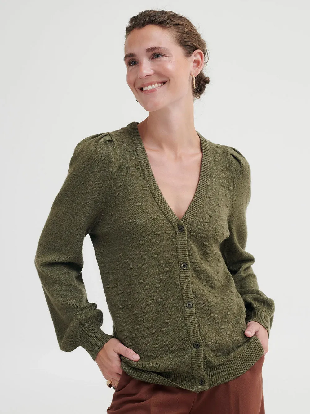 Cardigan da donna rifle green melange